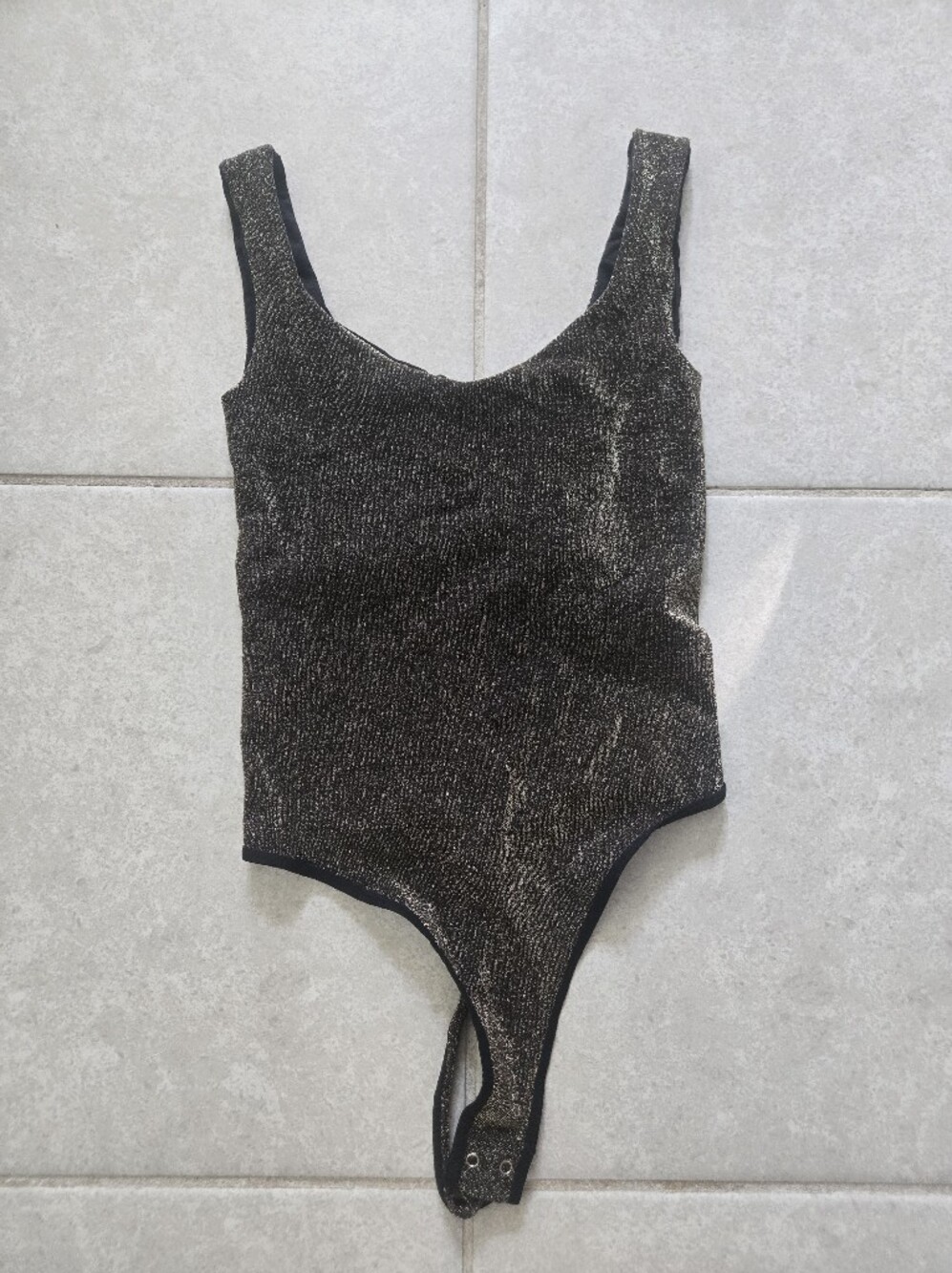 FP Movement by Free People Black Glitter One-Piece Bodysuit